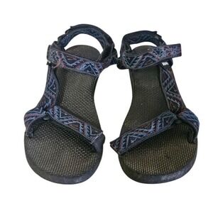Teva Sandals Women Size 9 Black Geometric Ankle Strap Outdoor Open Toe